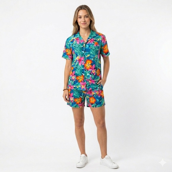 Hilo Hattie Other - Hilo Hattie Hawaiian Original Floral Short Sleeve Shirt and Shorts Set Large